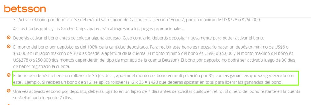 ejemplo de requisitos de apuesta en un casino con bono de bienvenida